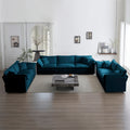 3 Piece Sofa Set Oversized Sofa Comfy Sofa Couch, 2 Pieces Of 2 Seater And 1 Piece Of 3 Seater Sofa For Living Room, Deep Seat Sofa Blue Chenille Blue Chenille 7 Seat