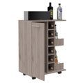 Tennessee Bar Cart, One Cabinet With Division, Six 5 or more spaces-light gray-primary living