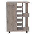 Tennessee Bar Cart, One Cabinet With Division, Six Cubbies For Liquor, Two Shelves Light Gray Primary Living Space Modern Rectangular Stationary Kitchen Islands Pine Particle Board Engineered Wood Medium 40 55In