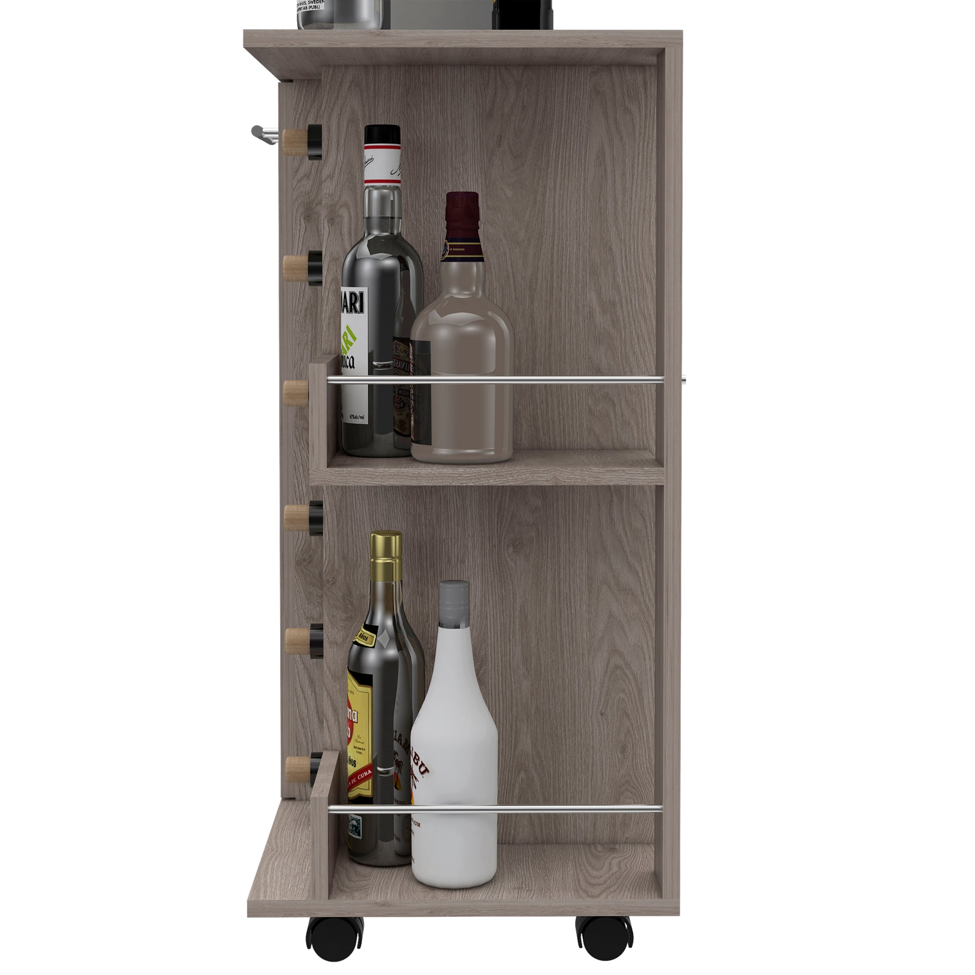 Tennessee Bar Cart, One Cabinet With Division, Six 5 or more spaces-light gray-primary living