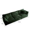 Mid Century Modern Couch 3 Seater Sofa With 2 Armrest Pillows And 3 Toss Pillows, Couch For Living Room Green Chenille Green Chenille 3 Seat