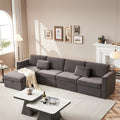 Modern Velvet Modular Sectional Sofa, L Shape Convertible Sofa Set With Pillows, Oversized Sectional Couches With Storage Ottomans For Living Room, Loft, Apartment, Office Dark Gray 5 Seats Gray Wood Primary Living Space Medium Duty Pine 5 Seat Dark Gray