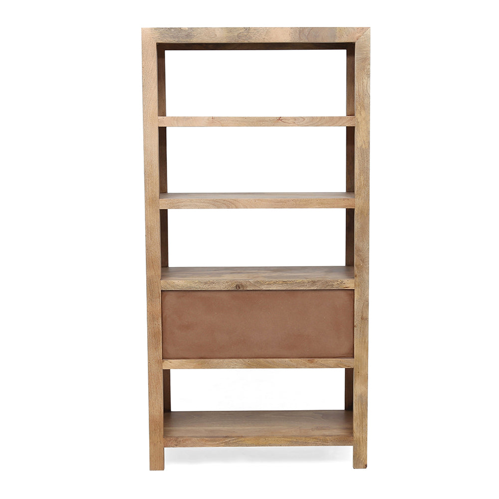 36X15X72" Shelf With Drawer,Natural Beige Brown Wood