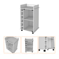 Vegas Bar Cart, Two Tier Cabinet With Glass Door, Six Cubbies For Liquor White Particle Board Engineered Wood