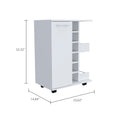 Tennessee Bar Cart, One Cabinet With Division, Six mobile carts-5 or more spaces-white-white-primary