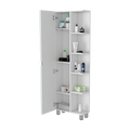 Los Angeles Linen Cabinet, Mirror, Five Shelves White 1 18 To 23 In 60 In & Above Mirror Included Freestanding Modern 5 10 Inches Melamine Engineered Wood