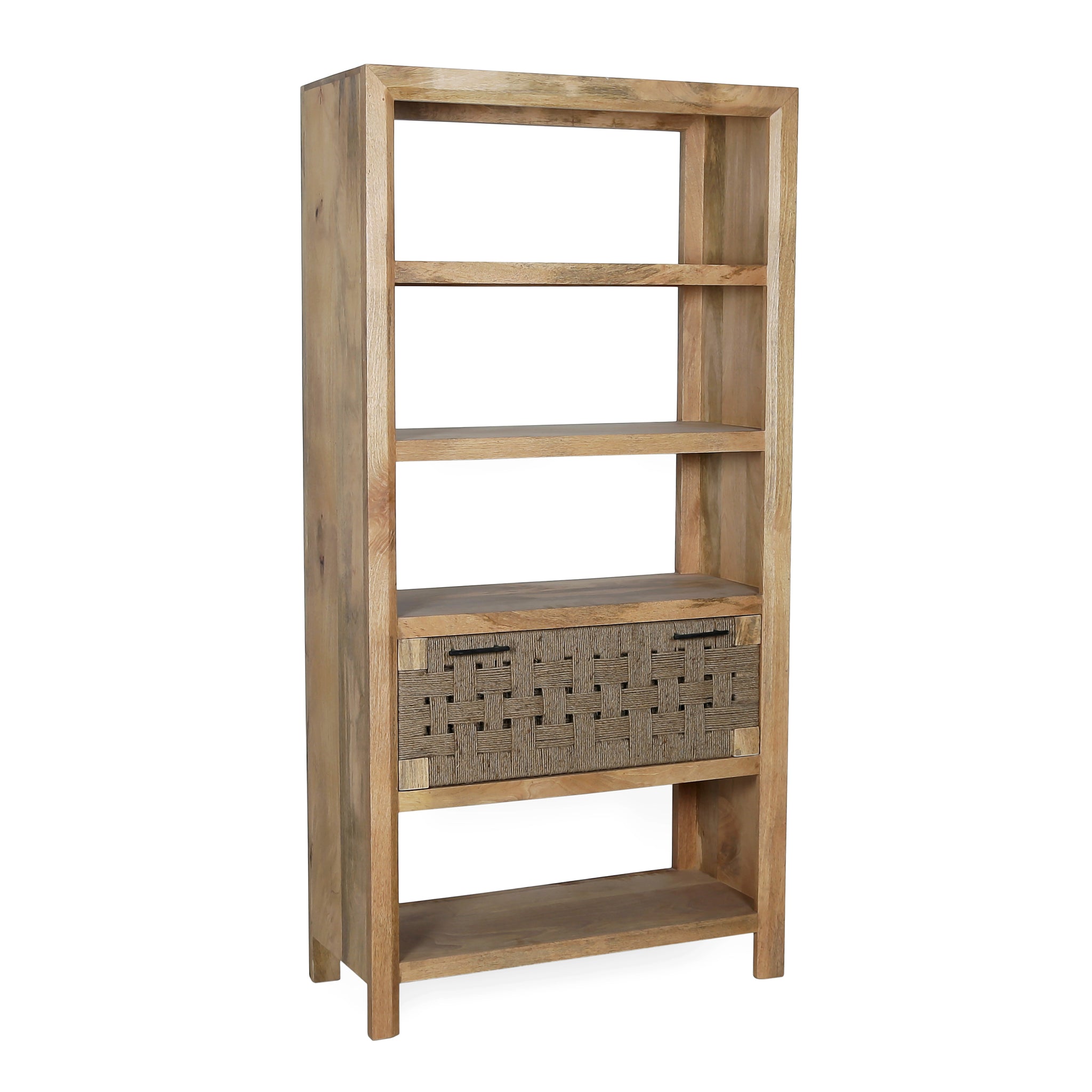 36X15X72" Shelf With Drawer,Natural Beige Brown Wood