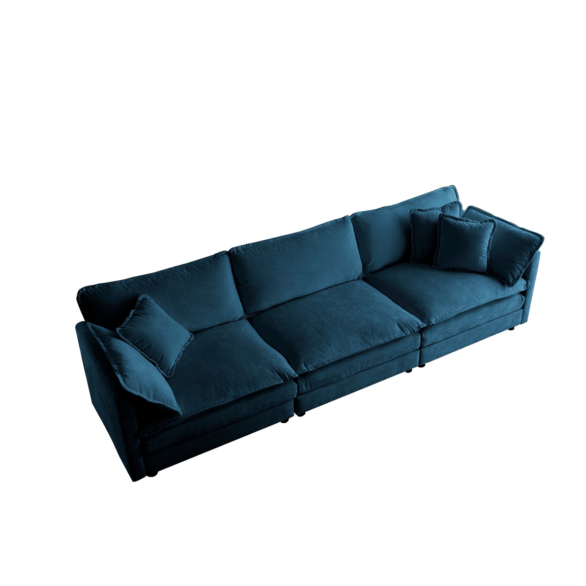 Free Combination Comfy Upholstery Modular Oversized L Shaped Sectional Sofa With Reversible Ottoman, Blue Chenille Blue Chenille 3 Seat