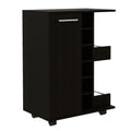 Tennessee Bar Cart, One Cabinet With Division, Six freestanding-5 or more spaces-black-primary