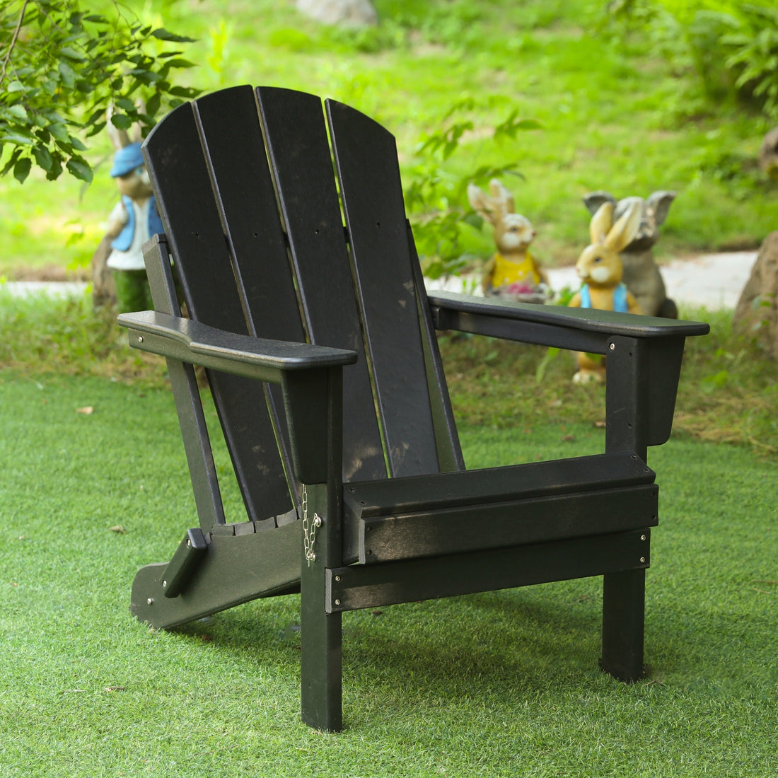 Folding Adirondack Chair, Relaxing Stackable Arm Rest Ergonomic Hdpe All Weather Adirondack Chair No Adirondack Antique Black Uv Resistant Frame Garden & Outdoor American Design,American Traditional Complete Patio Sets Hdpe