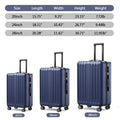 3 Piece Luggage Set With 360 Spinner Wheels Suitcases With Hard Sided Lightweight Abs Material Dark Blue Abs