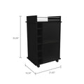 Vegas Bar Cart, Two Tier Cabinet With Glass Door, Six Cubbies For Liquor Black Particle Board Engineered Wood