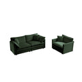 3 Piece Sofa Set With Arm Pillows And Toss Pillowssofa Set Include 2 Piece Of Arm Chair And One 2 Seat Sofa, Space Saving Casual Sofa Set For Living Room, Green Chenille Green Chenille 4 Seat