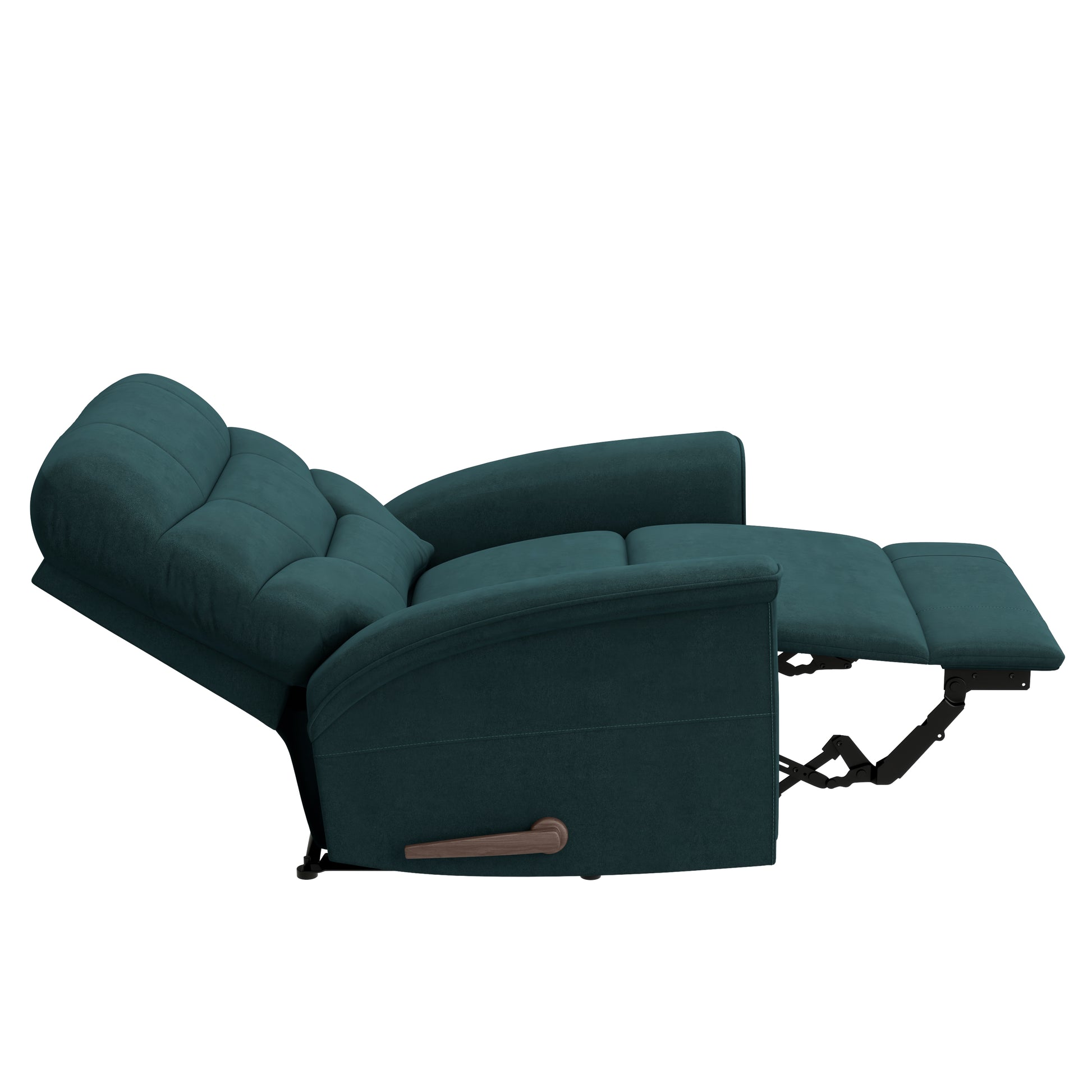 The Newport Recliner Teal Blue Polyester Manual Handle Wood Cushion Back Handle Pine Flared Arms Polyester
