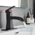 Sink Faucet With Deck Plate Waterfall Black With Pop Up Drain And Supply Lines Bathroom Faucets For Sink 1 Hole One Handle Faucets Vanity Bath Mixer Tap Bathroom Joystick Geometric One Black Side Sprayer Deck Mounted Cartridge Valve Single Hole Faucets