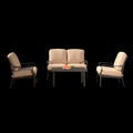 Outdoor 4 Pcs Patio Conversation Set, Metal Dining Table And Chairs Dining Set With Removable Beige Cushions For Garden Lawn Yard Beige Metal
