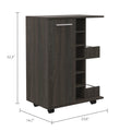 Tennessee Bar Cart, One Cabinet With Division, Six mobile carts-5 or more spaces-gray-gray-primary