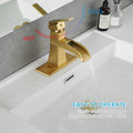 Sink Faucet With Deck Plate Waterfall Nickel Gold With Pop Up Drain And Supply Lines Bathroom Faucets For Sink 1 Hole One Handle Faucets Vanity Bath Mixer Tap Bathroom Joystick Geometric One Brushed Gold Side Sprayer Deck Mounted Cartridge Valve Single