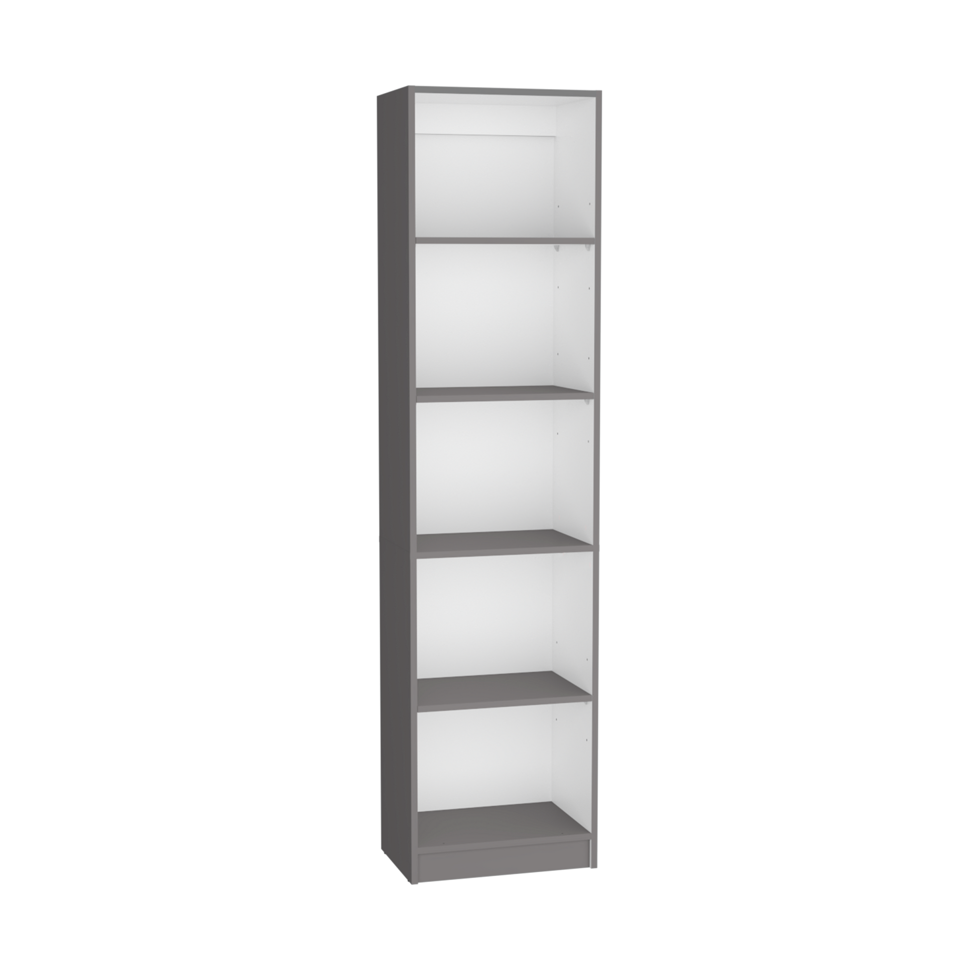 Home Xs Bookcase With 5 Tier Shelves And Slim Design Matt Gray White Office Multi Particle Board Particle Board