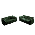 2 Piece Living Room Set2 Pieces Upholstered Loveseat And Couch For Home Office Lounge, Sofa Set Of 2, 2 Piece 2 2 Seat Couch Set For Living Room ,Green Chenille Green Chenille 4 Seat