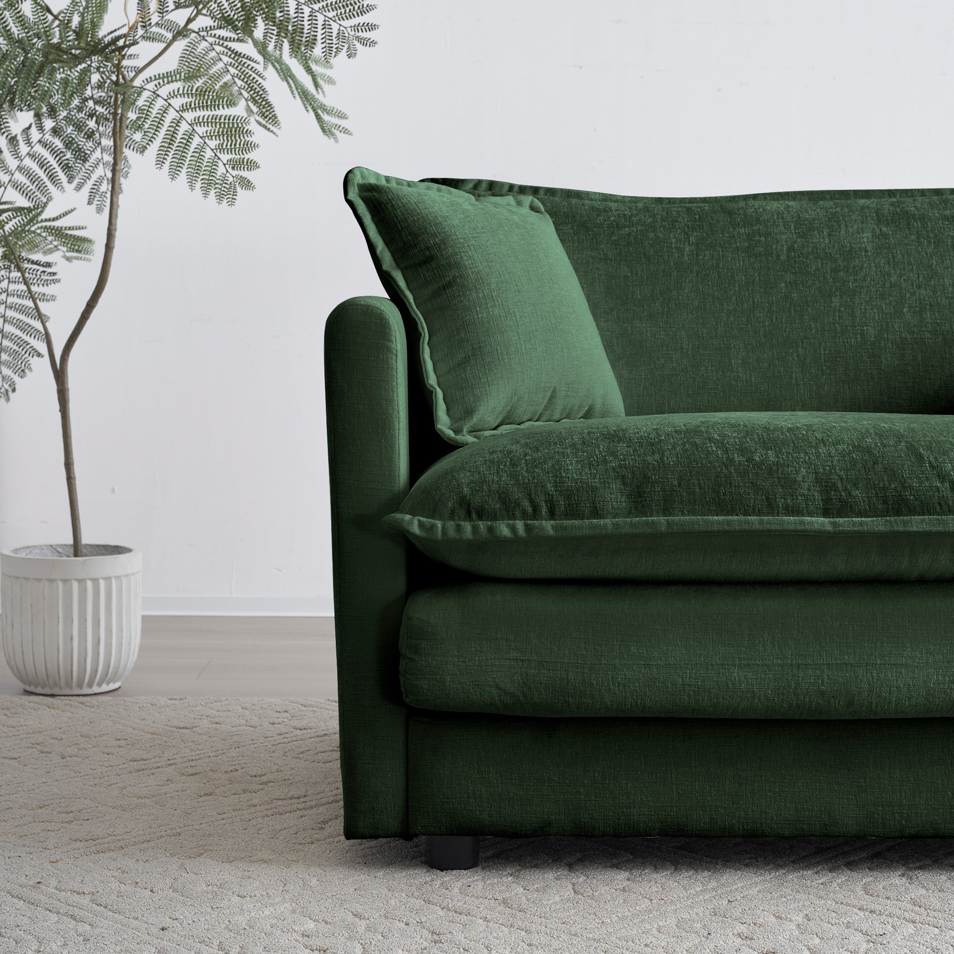 2 Piece Upholstered Sofa, Living Room Sectional Sofa Set Modern Sofa Couches Setdeep Seat Sofa For Living Room Apartment, 1 3 Seat Green Chenille Green Chenille 4 Seat