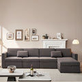 Modern Velvet Modular Sectional Sofa, L Shape Convertible Sofa Set With Pillows, Oversized Sectional Couches With Storage Ottomans For Living Room, Loft, Apartment, Office Dark Gray 5 Seats Gray Wood Primary Living Space Medium Duty Pine 5 Seat Dark Gray