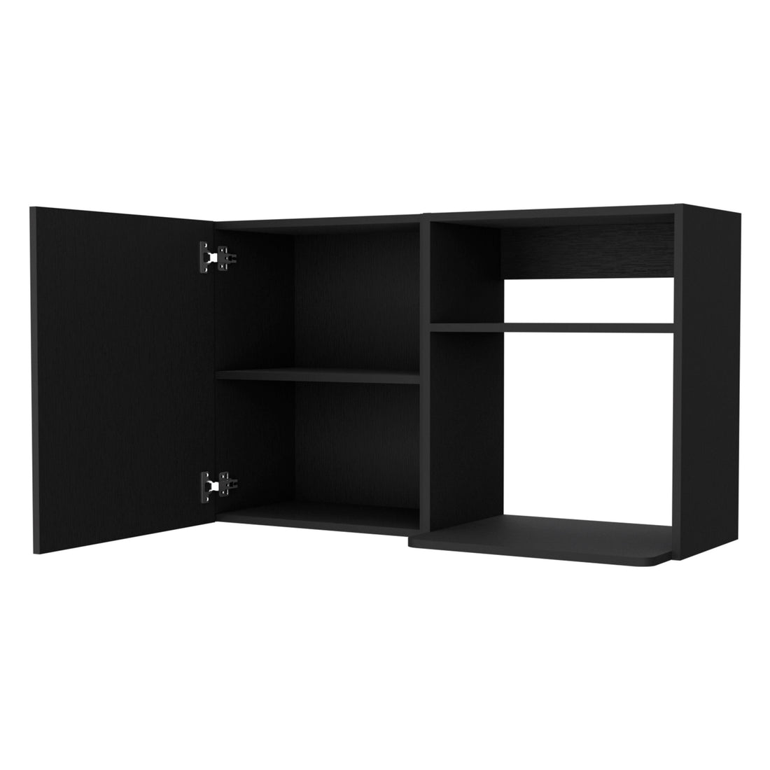 Oklahoma 2 Wall Cabinet, 2 Door Stackable Wall Mounted Storage Cabinet With 2 Side Shelf Black Mdf Engineered Wood