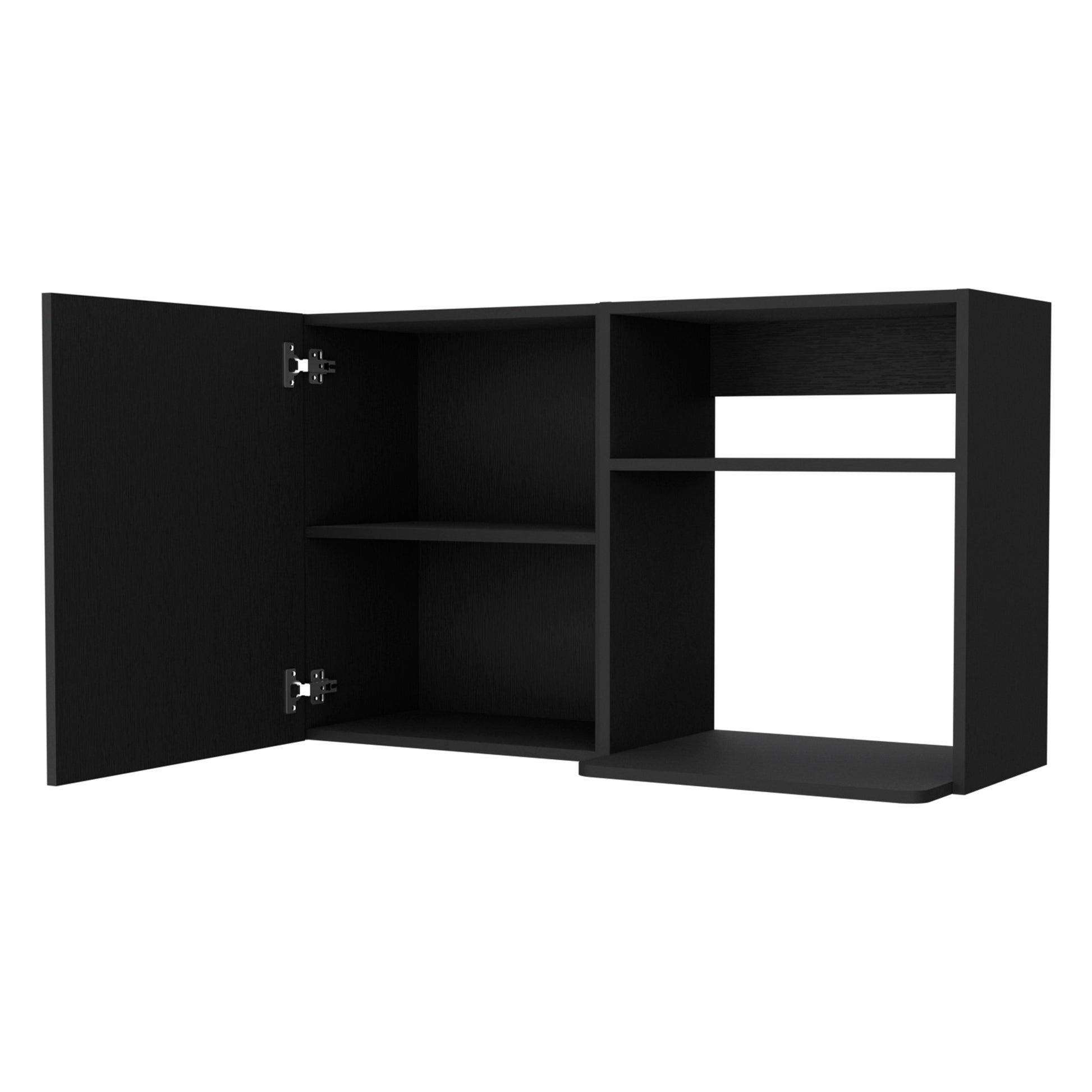 Oklahoma 2 Wall Cabinet, 2 Door Stackable Wall Mounted Storage Cabinet With 2 Side Shelf Black Mdf Engineered Wood