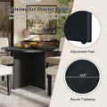 Modern 5 Piece Round Dining Table Set Pedestal Kitchen Table Set With 4 Upholstered Dining Chairs For Studio, Apartment, Small Places, Black Wood Dining Room Solid Wood Rubberwood Round Dining Table With Chair Wood Wood Black Solid Back Seats 4 Farmhouse