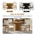 Modern 5 Piece Round Dining Table Set Pedestal Kitchen Table Set With 4 Upholstered Dining Chairs For Studio, Apartment, Small Places, Natural Wood Dining Room Solid Wood Rubberwood Round Dining Table With Chair Wood Wood Natural Solid Back Seats 4