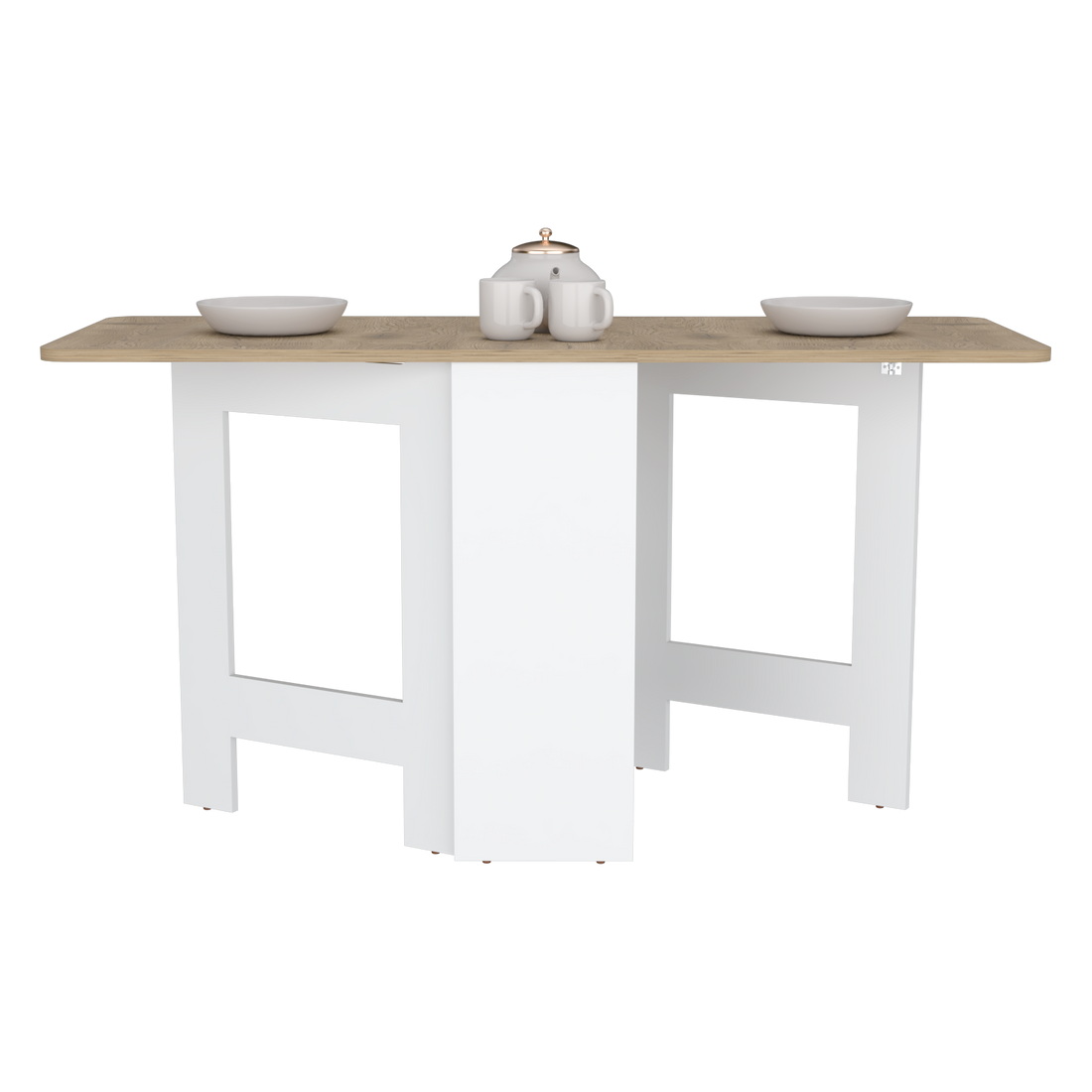 Gateleg Folding Table Space Saving With Compact Design, White Macadamia Living Room Multi Particle Board Particle Board