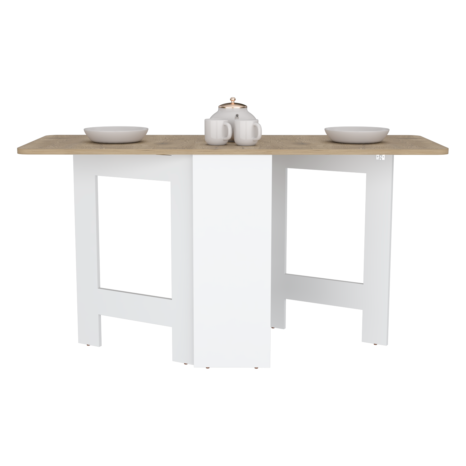 Gateleg Folding Table Space Saving With Compact Design, White Macadamia Living Room Multi Particle Board Particle Board