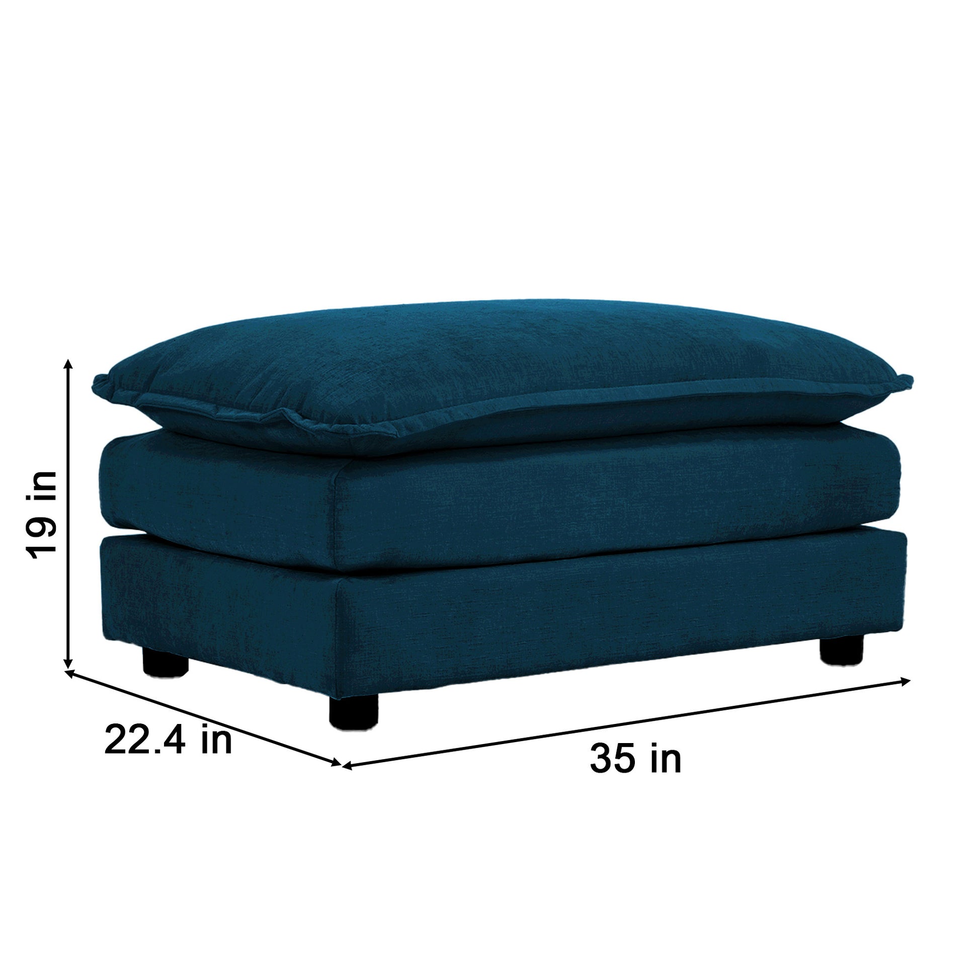 Free Combination Comfy Upholstery Modular Oversized L Shaped Sectional Sofa With Reversible Ottoman, Blue Chenille Blue Chenille 3 Seat