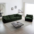 Sofa Set Of 3, 1 1 3 Seats Living Room Sofa Set, Accent Chair, Loveseat, And Three Seat Sofa Modern Style Round Arms 3 Piece Sofa Set, Green Chenille Green Chenille 5 Seat