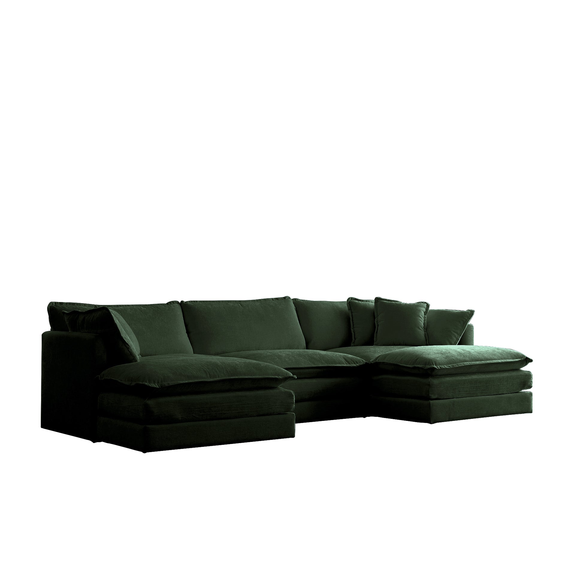 U Shaped Sectional Sofa W Reversible Footrest, 5 Seater Convertible Corner Couch With 2 Ottomans ,Modern Minimalist Soft Sofa & Couch For Living Roomgreen Chenille Green Chenille 3 Seat