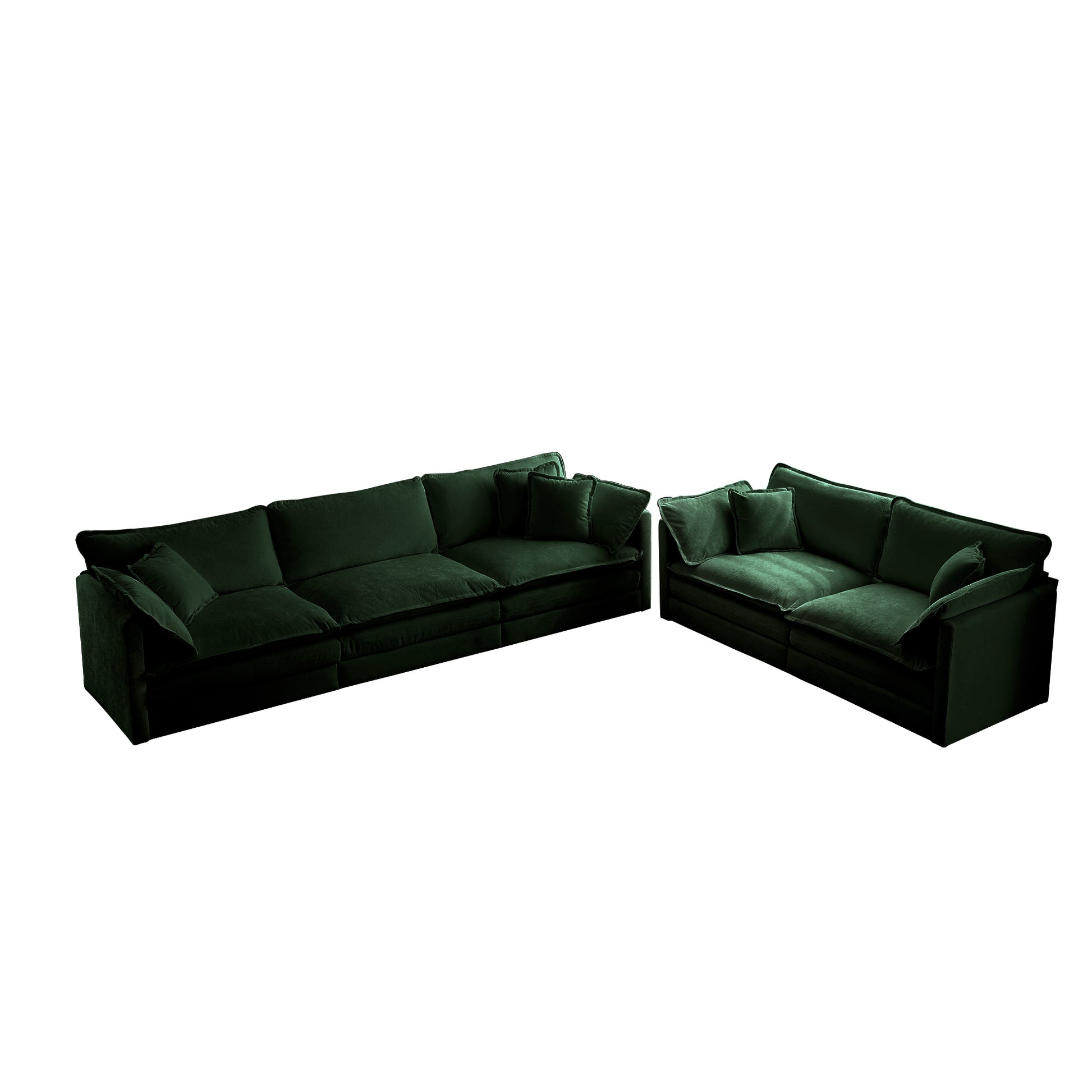 Modern Sofa Couch, 3 Piece Set Extra Deep Seat Sectional Sofa For Living Room, Oversized Sofa, 3 Seat Sofa, Loveseat And Single Sofa, Green Chenille Green Chenille 6 Seat