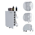 Tennessee Bar Cart, One Cabinet With Division, Six mobile carts-5 or more spaces-white-white-primary