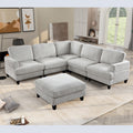 Modular Sofa, Sectional Couch U Shaped Sofa Couch With Ottoman, 6 Seat Chenille Corner Sofa For Living Room, Light Gray Light Gray Chenille Cushion Back Foam Plywood 6 Seat