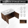 Brown 36 Inch Bathroom Vanity With Resin Countertop Sink, 2 Doors Bathroom Cabinet Set Brown Bathroom American Design Engineered Wood