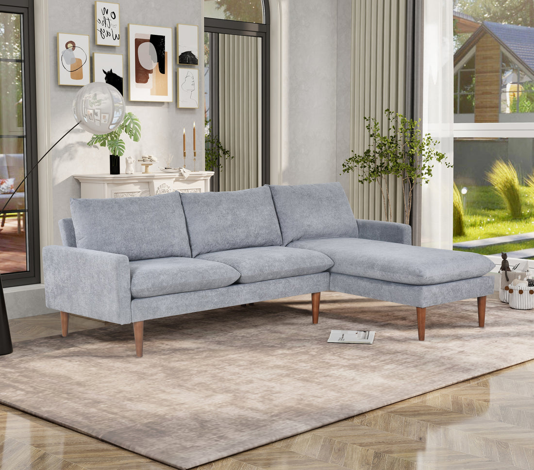 L Shaped Sofa With Padded Cashmere: Multi Functional Design, Modern Luxury Appearance Ideal For Living Rooms, Apartments Easy Assembly & Maintenance,Grey Grey Velvet Wood Primary Living Space Medium Soft Art Deco Square Arms Memory Foam Velvet 3 Seat