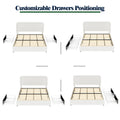 Liv Patented 2 Drawers Storage Bed Queen Size Ivory Boucle Upholstered Platform Bed, Curved Stitched Tufted Headboard, Wooden Slat Mattress Support, No Box Spring Needed Box Spring Not Required