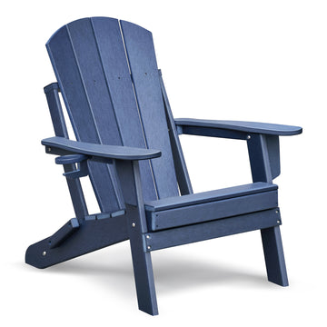 Folding Outdoor Adirondack Chair For Relaxing, Hdpe All Weather Fire Pit Chair, Patio Lawn Chair For Outside Deck Garden Backyardf Balcony, Navy Blue Navy Blue Uv Resistant Frame Garden & Outdoor Beach,Modern Complete Patio Sets Hdpe