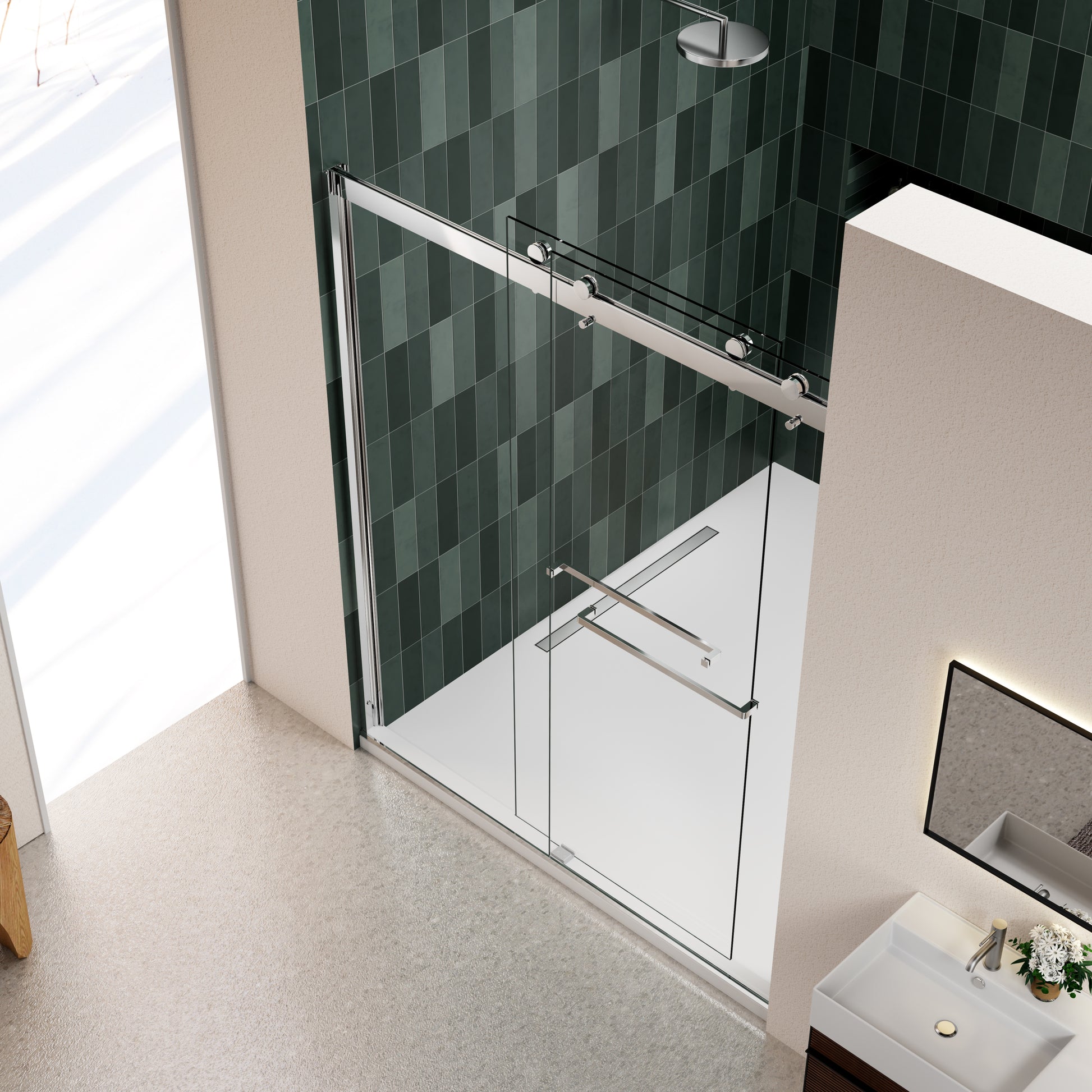 Bypass Shower Door, Sliding Door, With 5 16"