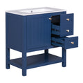 30Inch Transitional Style Bathroom Vanity Cabinet Combo With Ceramic Sink Blue Bathroom Solid Wood Mdf