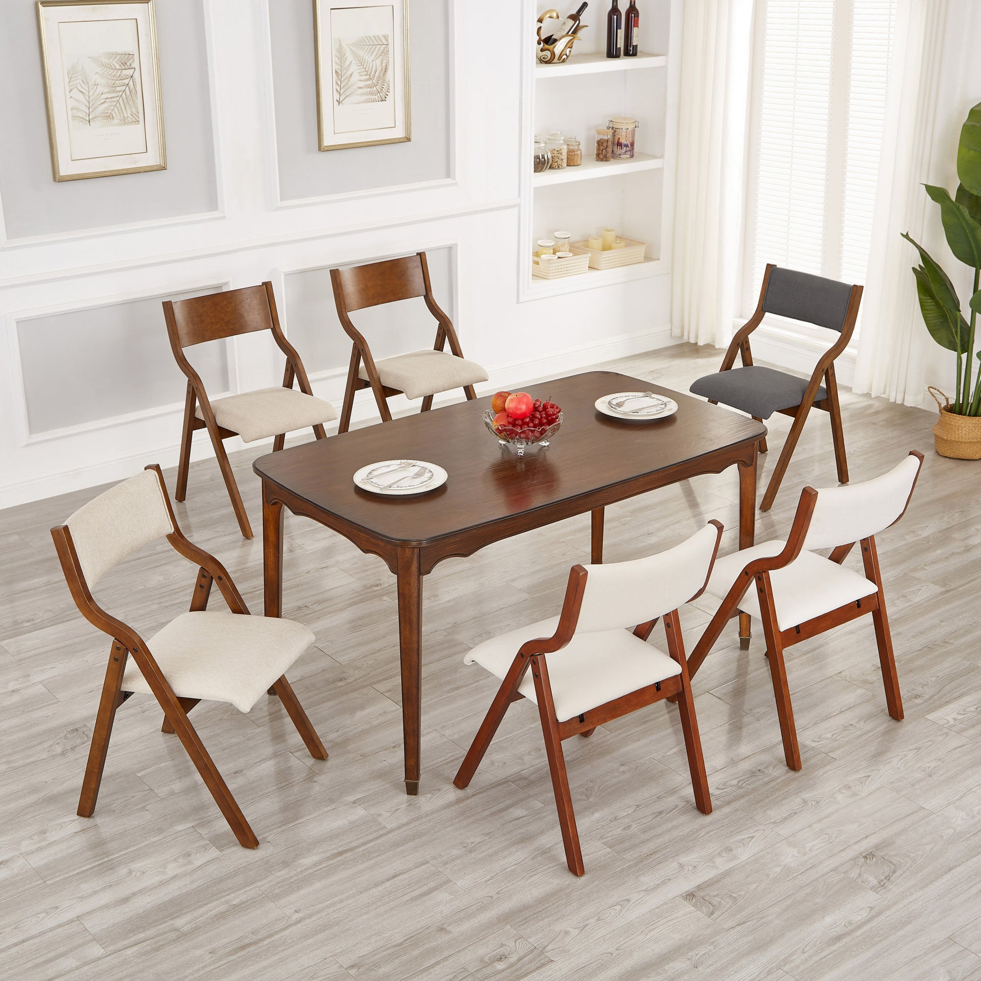 Upholstered Folding Dining Chair, Space Saving,