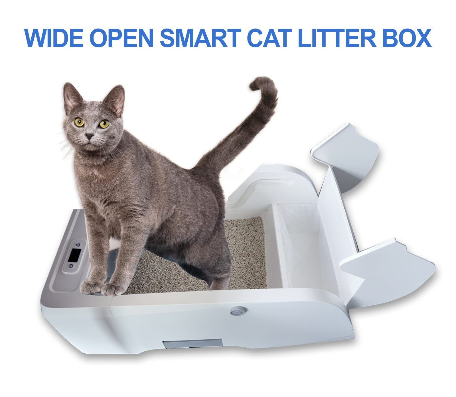 Smart Cat Litter Box Cat Litter Box Wide Opening Cream White Abs Abs