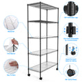 5 Tier Shelf Wire Shelving Unit, Nsf Heavy Duty Wire Shelf Metal Large Storage Shelves Height Adjustable Utility For Garage Kitchen Office Commercial Shelving Steel Layer Shelf Black Black Iron