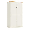 Assembly 40.2X20X71.3Inch High Freestanding Kitchen Pantry Large Cupboard Storage Cabinet With 2 Drawers, 2 Adjustable Shelves, 8 Door Shelves For Kitchen, Dining Room,Cream Cream Kitchen Farmhouse Adjustabel Shelves Mdf