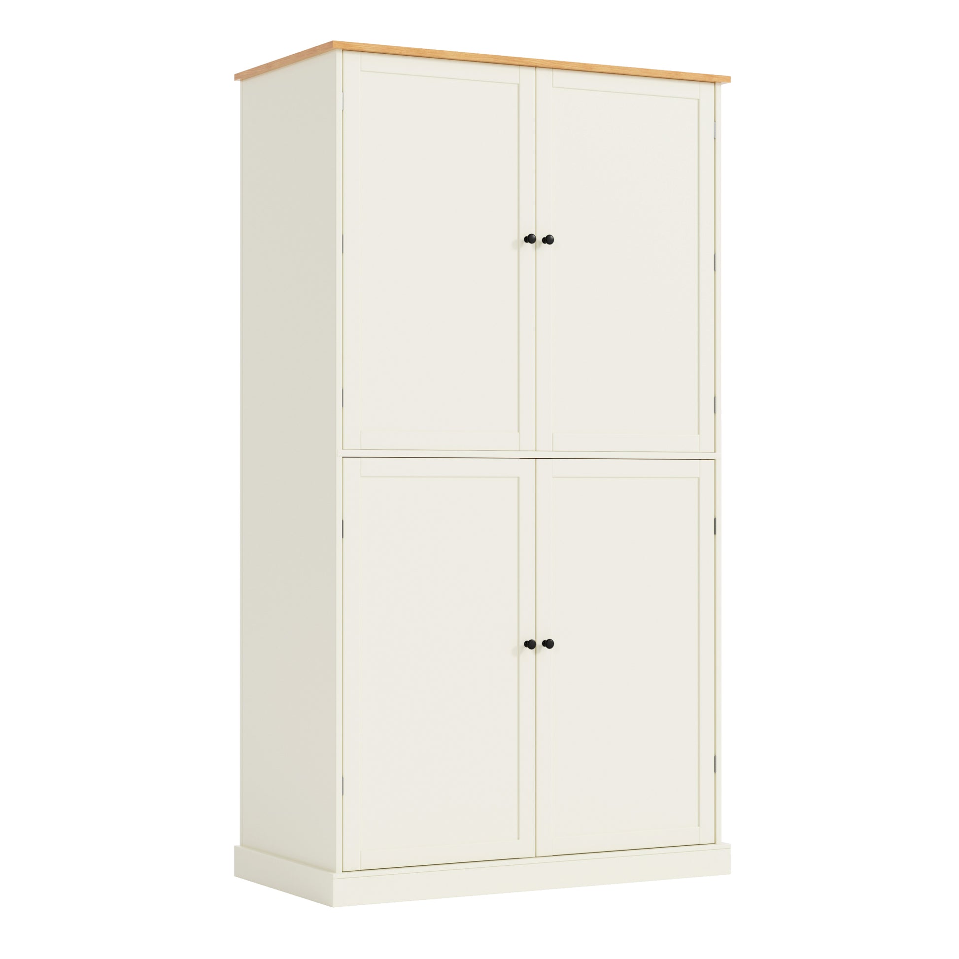 Assembly 40.2X20X71.3Inch High Freestanding Kitchen Pantry Large Cupboard Storage Cabinet With 2 Drawers, 2 Adjustable Shelves, 8 Door Shelves For Kitchen, Dining Room,Cream Cream Kitchen Farmhouse Adjustabel Shelves Mdf