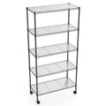 5 Tier Shelf Wire Shelving Unit, Nsf Heavy Duty Wire Shelf Metal Large Storage Shelves Height Adjustable Utility For Garage Kitchen Office Commercial Shelving Steel Layer Shelf Black Black Iron